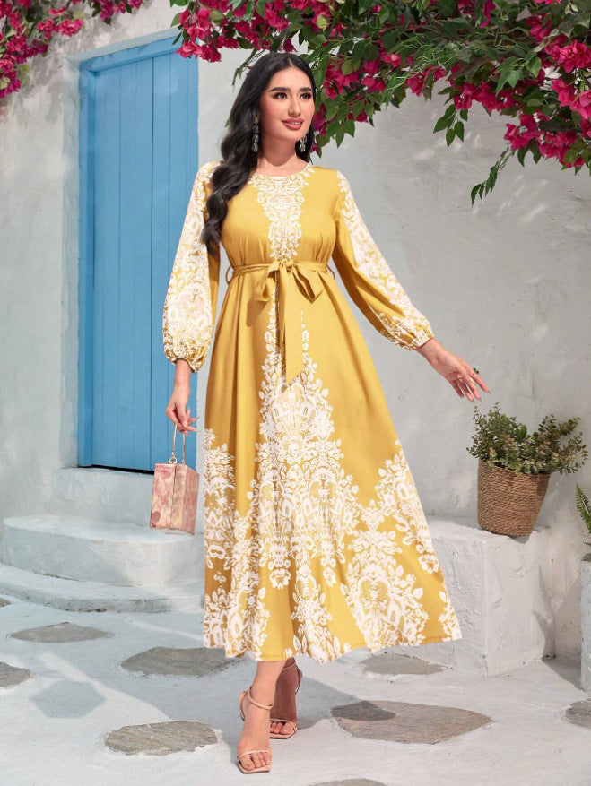 Retro Printed Western Style Long Dress
