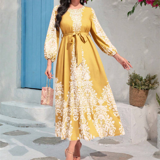 Retro Printed Western Style Long Dress