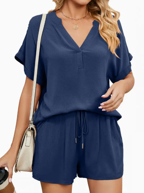 Solid Color Loose Fit Casual 2-Piece Set